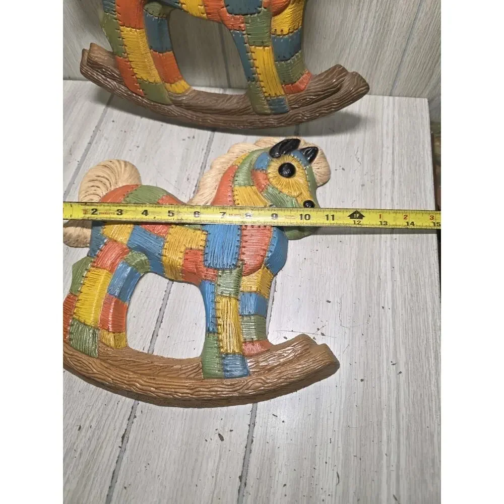 Vtg 70s Multi Color Patchwork Rocking Horse Wall Decor Foam Nursery Childs Room